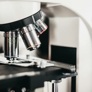 A microscope in a laboratory